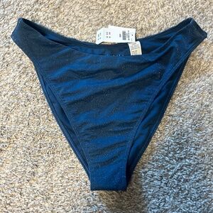 Mid rise blue shimmer bikini bottom